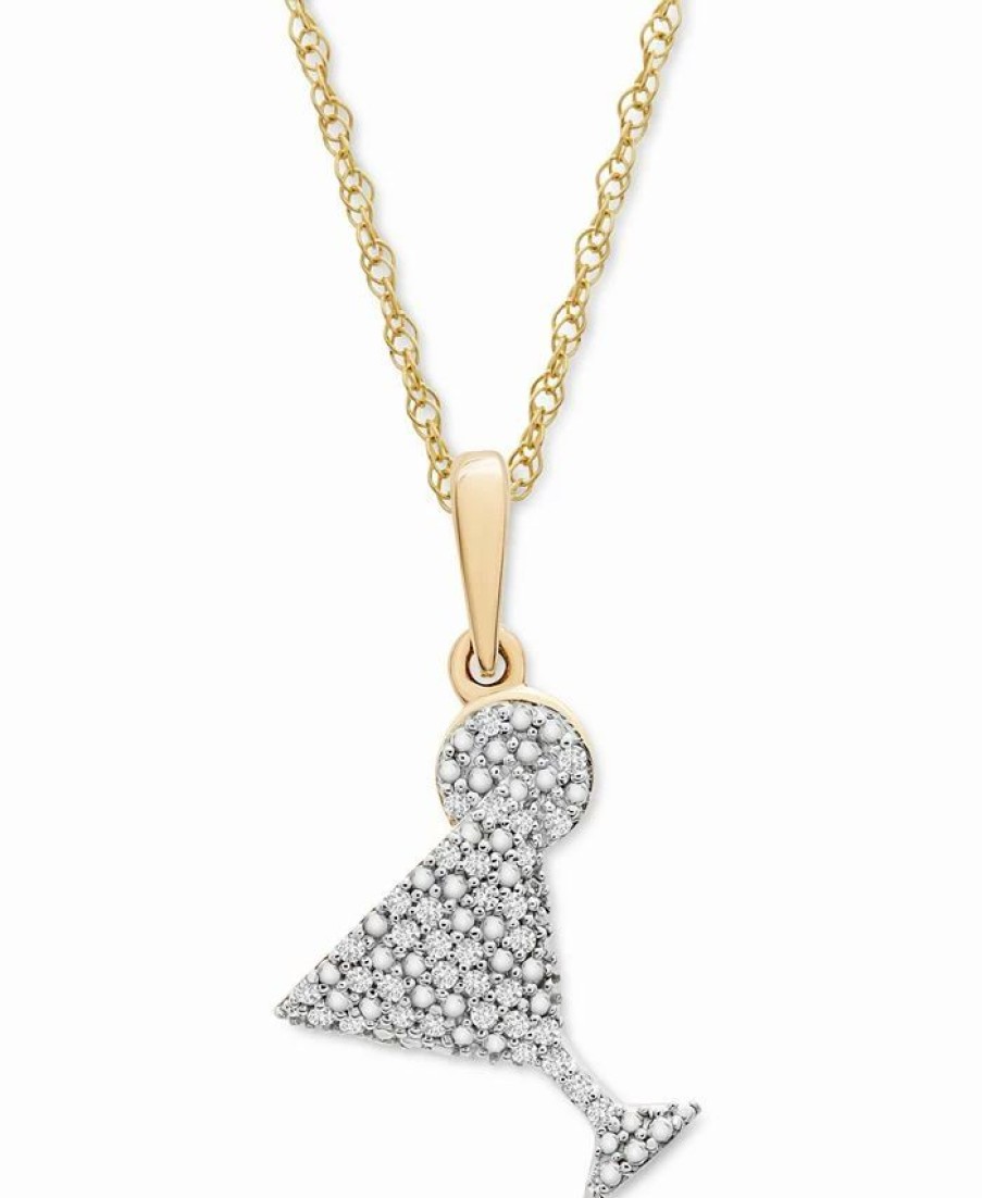 Wholesale * Wrapped Diamond Martini 18 Pendant Necklace (1/10 Ct. T.W.) In 10K Gold, Created For Macy'S 10K Yellow Gold