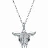 Clearance * Giani Bernini Cubic Zirconia Pave Steer Head Pendant Necklace In Sterling Silver Sterling Silver