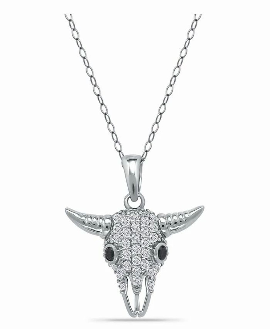 Clearance * Giani Bernini Cubic Zirconia Pave Steer Head Pendant Necklace In Sterling Silver Sterling Silver