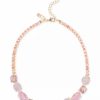 New * Inc International Concepts Gold-Tone Pink Stone Frontal Necklace, 17 + 3 Extender, Created For Macy'S Pink