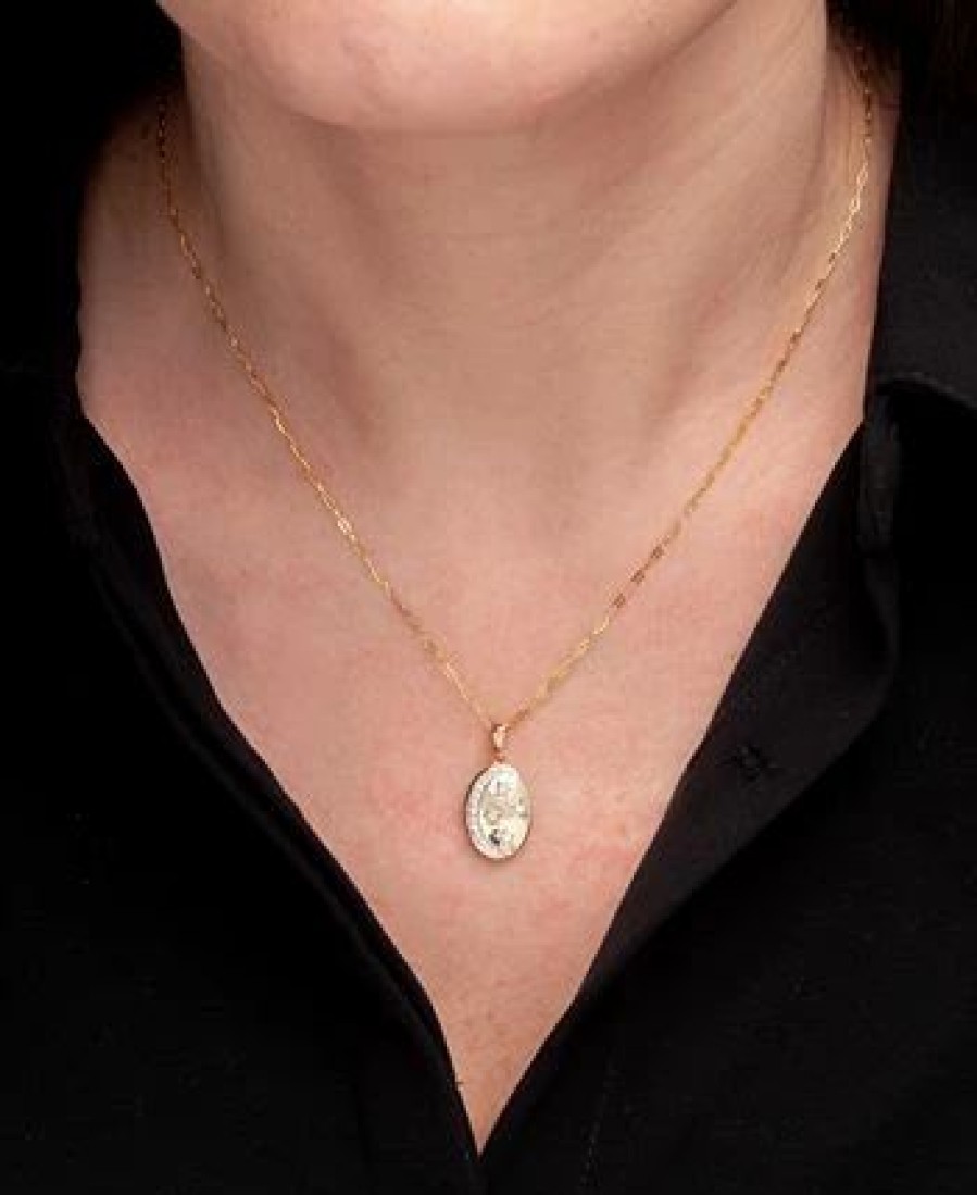 Online * Wrapped Diamond Moon & Stars Oval 18 Pendant Necklace (1/6 Ct. T.W.) In 14K Gold, Created For Macy'S Yellow Gold