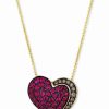 Clearance * Godiva X Le Vian Strawberry And Chocolate Heart Pendant Necklace Featuring Passion Ruby (3/4 Ct. T.W.) & Chocolate Diamond (1/10 Ct. T.W.) In 14K Gold 14K Honey Gold Pendant