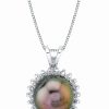 Best * Macy'S Cultured Tahitian Pearl (10Mm) & Diamond (1/5 Ct. T.W.) Halo 18 Pendant Necklace In 14K White Gold White Gold