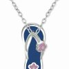 New * Giani Bernini Enamel Flower Flip-Flop 18 Pendant Necklace In Sterling Silver, Created For Macy'S