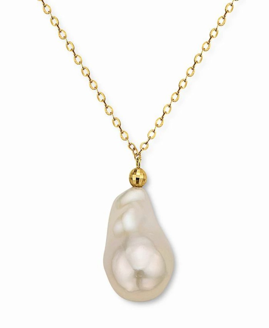 Best * Effy Collection Cultured Freshwater Baroque Pearl (13 Mm) 18 Pendant Necklace In 14K Gold 14K Yellow Gold