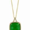 Online * Effy Collection Dyed Green Jade & Diamond (1/4 Ct. T.W.) 18 Pendant Necklace In 14K Gold 14K Yellow Gold