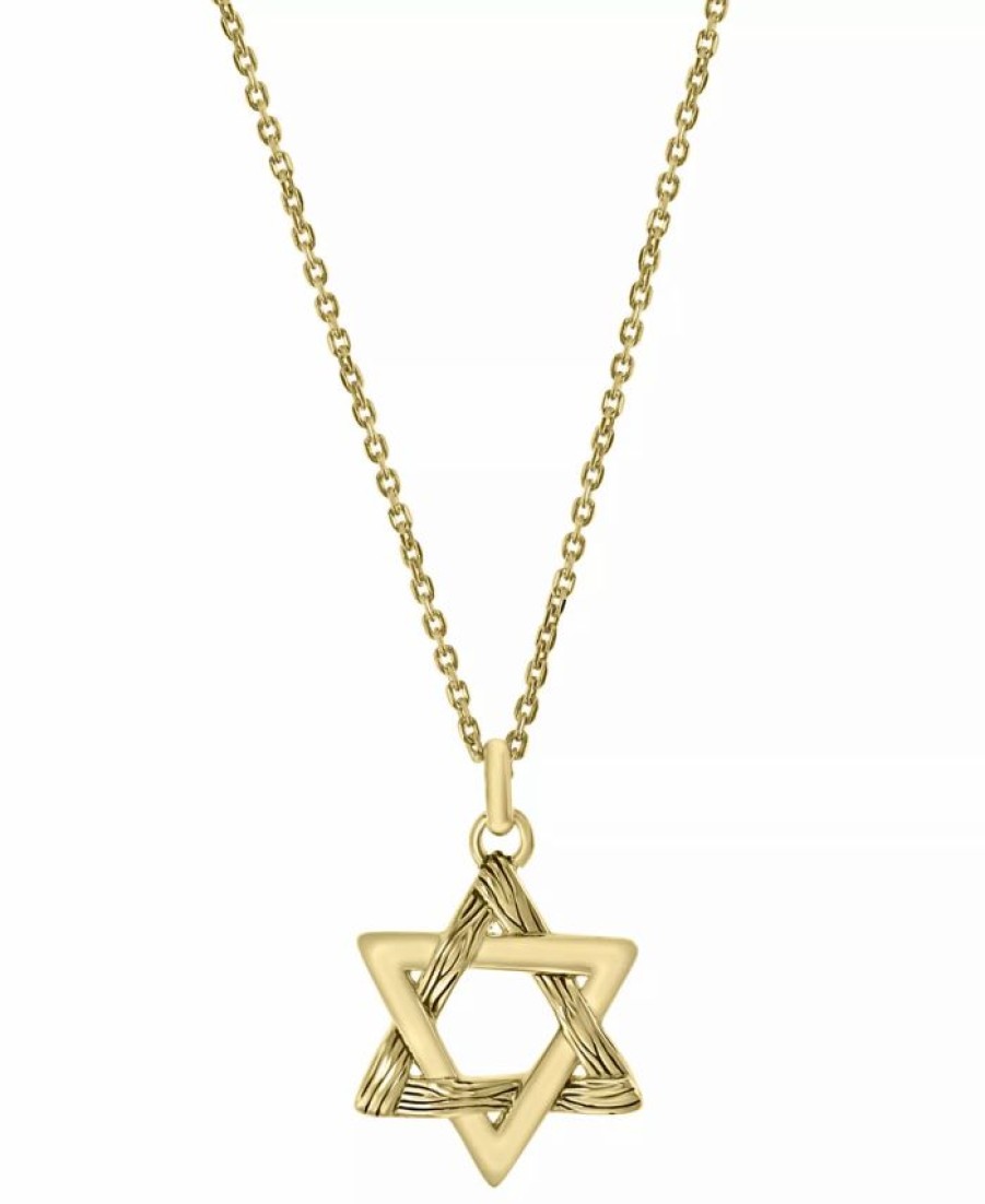 Best * Effy Collection Men'S Star Of David 22 Pendant Necklace In 18K Gold-Plated Sterling Silver Gold Over Silver