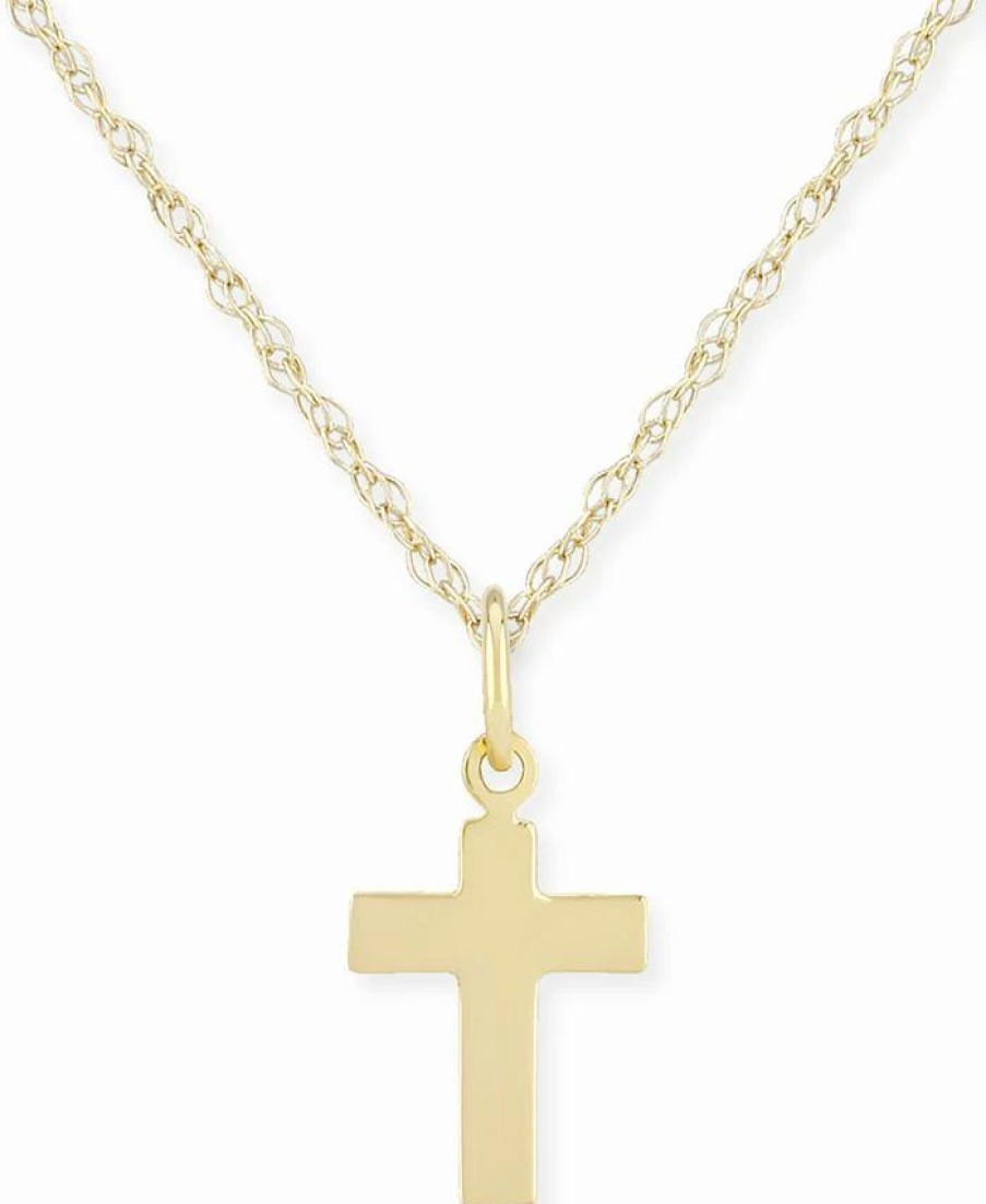 Clearance * Macy'S Flat Cross Necklace Set In 14K Gold Gold