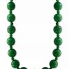 New * Effy Collection Dyed Green Jade (4 & 10Mm) Bead 20 Statement Necklace Yellow Gold