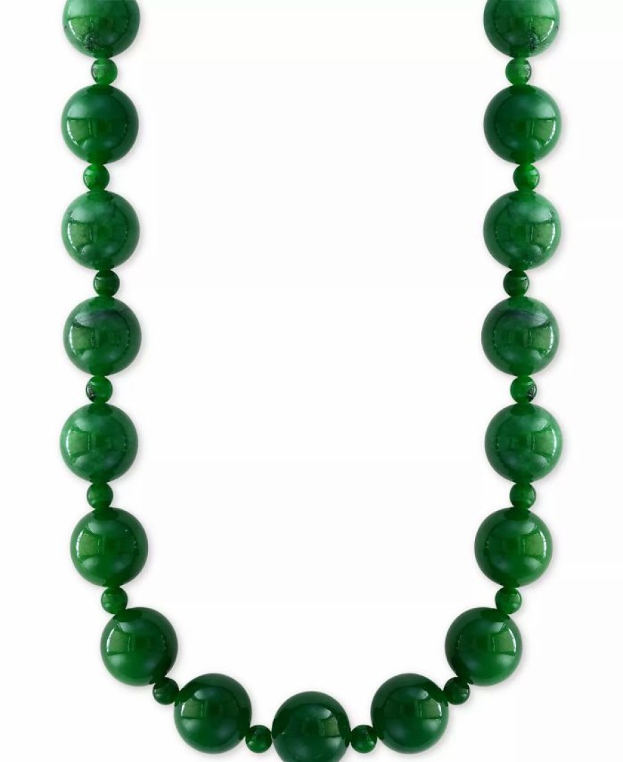 New * Effy Collection Dyed Green Jade (4 & 10Mm) Bead 20 Statement Necklace Yellow Gold