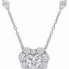 Clearance * Macy'S Lab-Created Moissanite Heart Halo 18 Pendant Necklace (2 Ct. T.W.) In Sterling Silver Moissanite