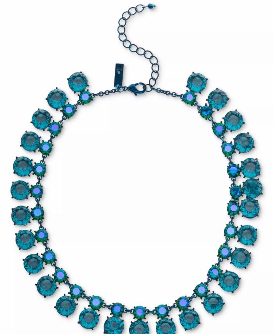 Best * Inc International Concepts Metallic Blue-Tone Color Mixed Stone Statement Necklace, 16 + 3 Extender, Created For Macy'S Blue