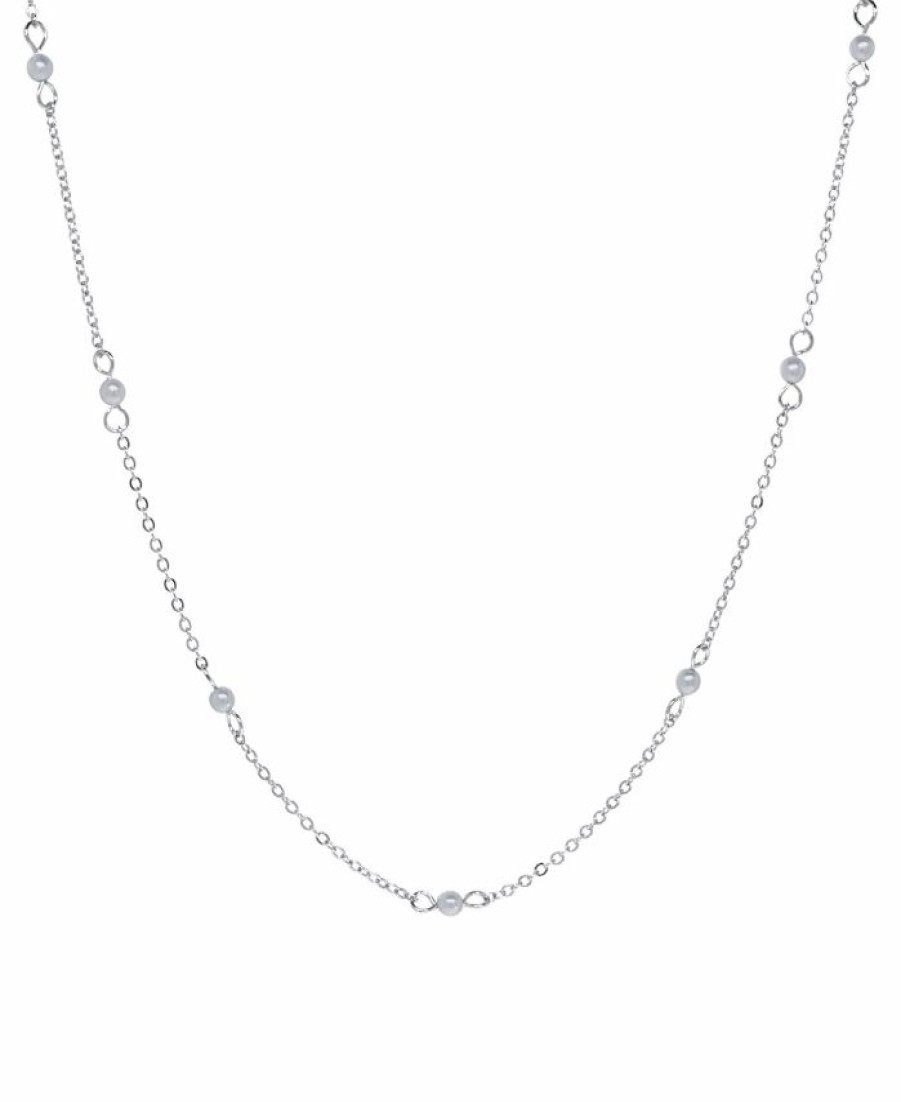 New * 2028 Silver-Tone Gray Imitation Pearl Chain Necklace Gray