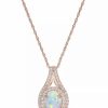 Clearance * Macy'S Lab-Created Opal (1 Ct. T.W.) And White Sapphire (3/4 Ct. T.W.) Pendant Necklace In 14K Rose Gold-Plated Sterling Silver Rose Gold