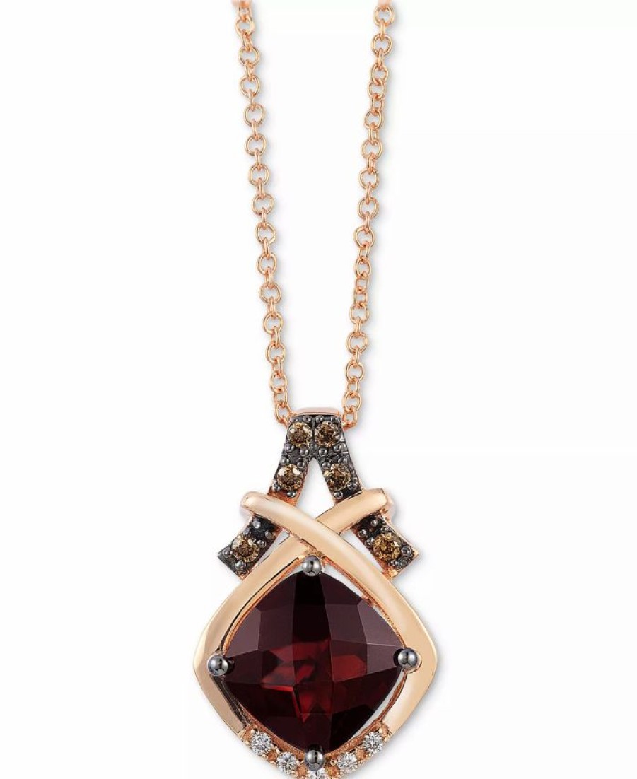 Wholesale * Le Vian Raspberry Rhodolite (2-1/2 Ct. T.W.) & Diamond (1/10 Ct. T.W.) 18 Pendant Necklace In 14K Rose Gold Rhodolite