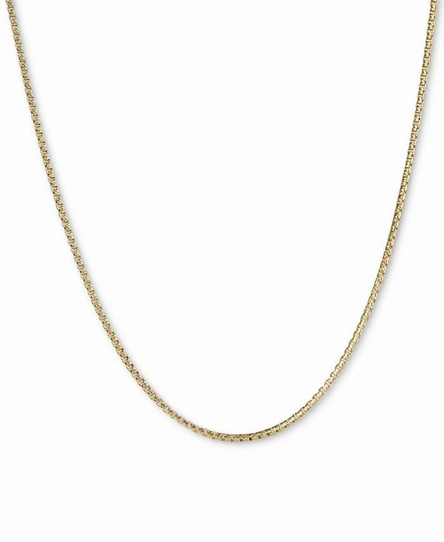 New * Italian Gold Textured Box Link 22 Chain Necklace In 14K Gold Yellow Gold