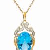 Online * Macy'S Blue Topaz (7 Ct. T.W) Pendant Necklace In 14K Gold Plated Sterling Silver Blue