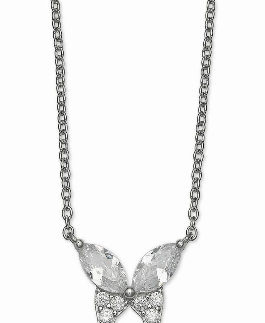 Online * Giani Bernini Cubic Zirconia Butterfly 18 Pendant Necklace In Sterling Silver, Created For Macy'S Silver