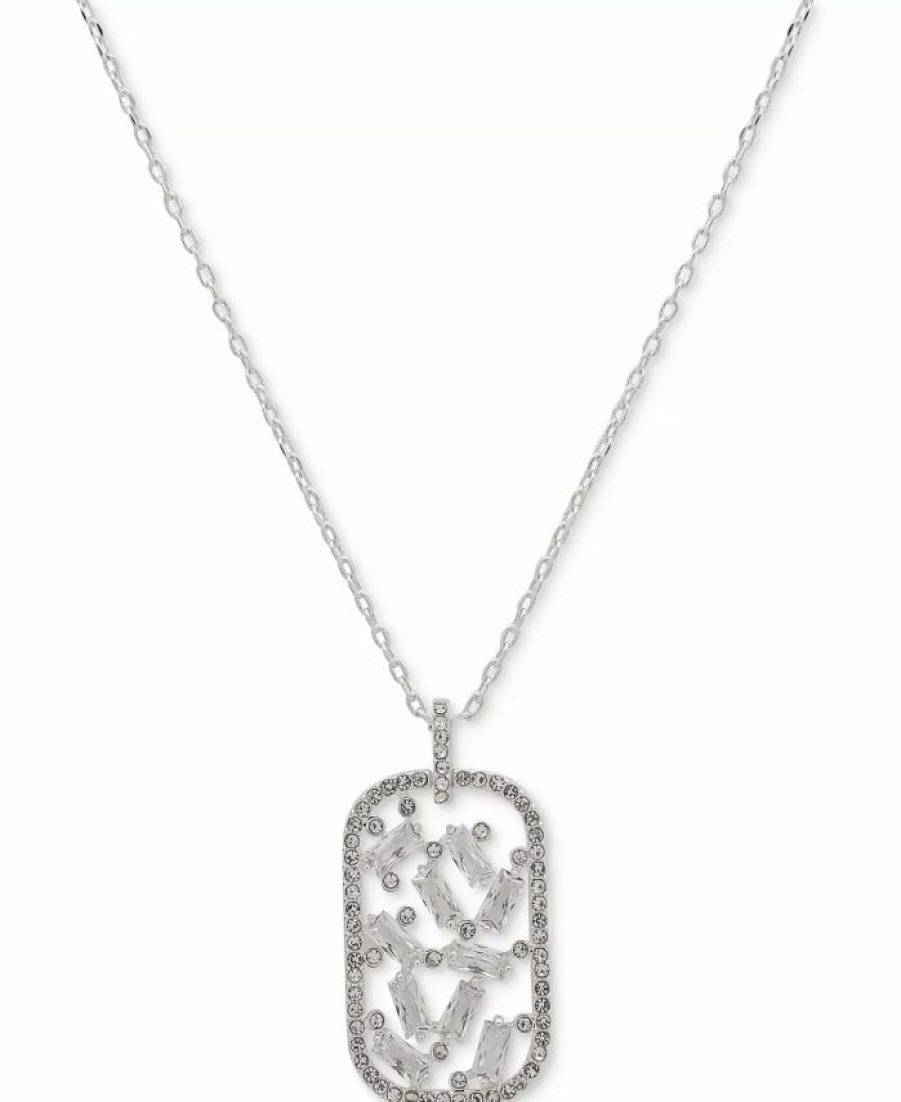 Hot * Anne Klein Silver-Tone Crystal Confetti Pendant Necklace, 16 + 3 Extender Crystal