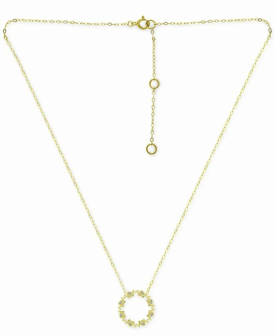 Online * Giani Bernini Cubic Zirconia Circle Mom Pendant Necklace In 18K Gold-Plated Sterling Silver, 16 + 2 Extender, Created For Macy'S Gold Over Silver