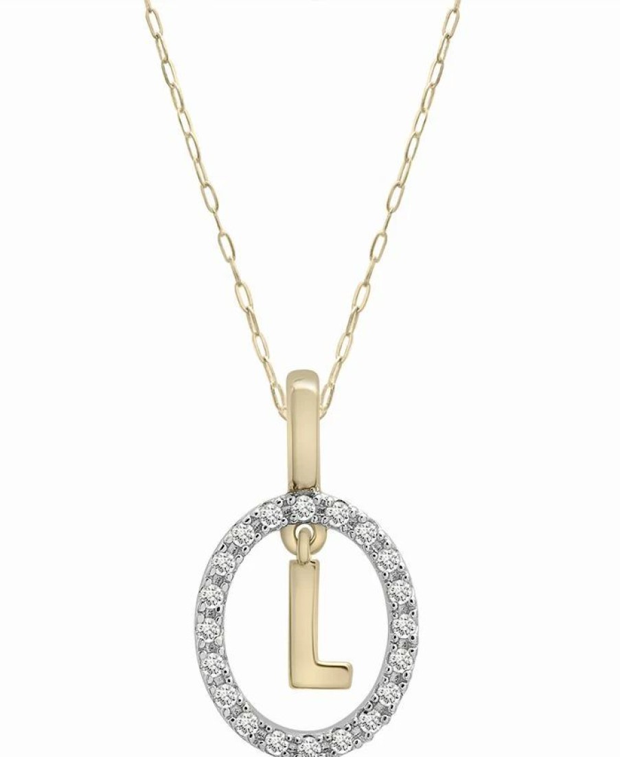 New * Wrapped Diamond Initial L 18 Pendant Necklace (1/10 Ct. T.W.) In 14K Gold, Created For Macy'S Yellow Gold