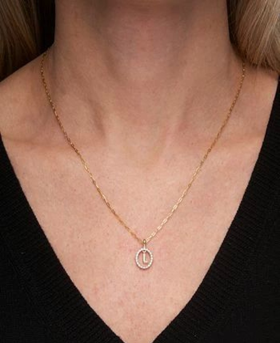 New * Wrapped Diamond Initial L 18 Pendant Necklace (1/10 Ct. T.W.) In 14K Gold, Created For Macy'S Yellow Gold