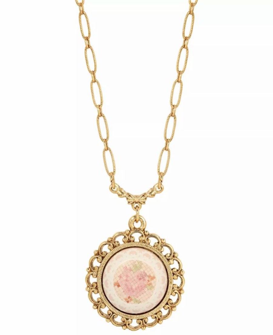 New * 2028 Women'S Floral Stone Necklace Pink