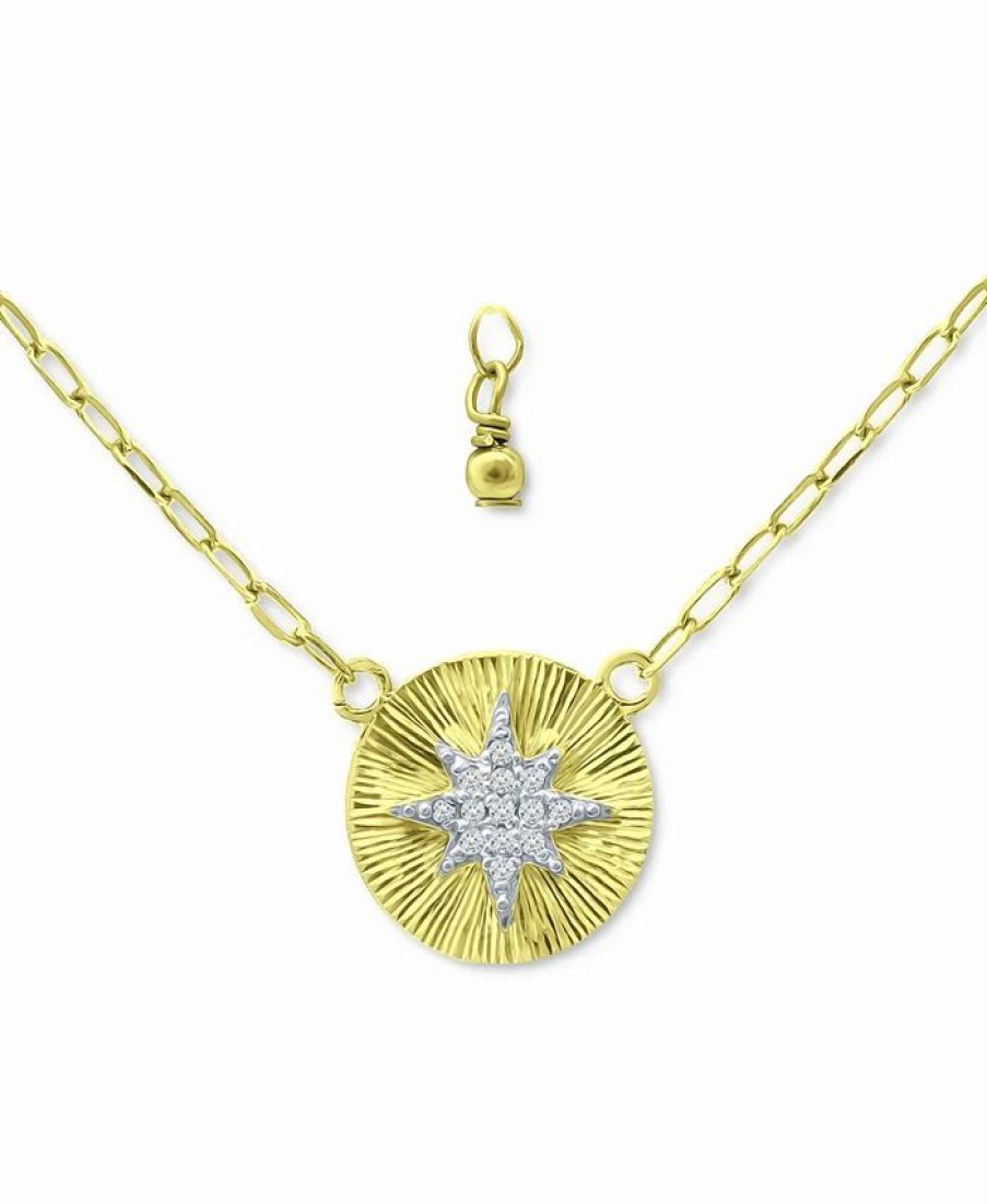 Best * Giani Bernini Cubic Zirconia Starburst Disc Pendant Necklace, 16 + 2 Extender, Created For Macy'S