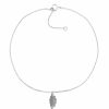 New * Macy'S Diamond Accent Leaf Anklet In Sterling Silver , 9 + 1 Extender Sterling Silver