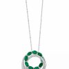 Best * Effy Collection Emerald (2-1/8 Ct. T.W.) & Diamond (1/3 Ct. T.W.) Multi-Ring 18 Pendant Necklace In 14K White Gold Emerald