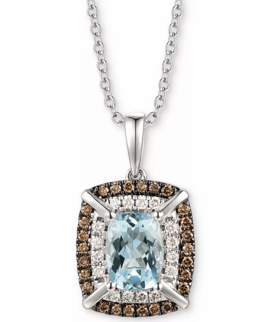 Online * Le Vian Sea Blue Aquamarine (1 Ct. T.W.) & Diamond (1/3 Ct. T.W.) 18 Pendant Necklace In 14K White Gold Aquamarine