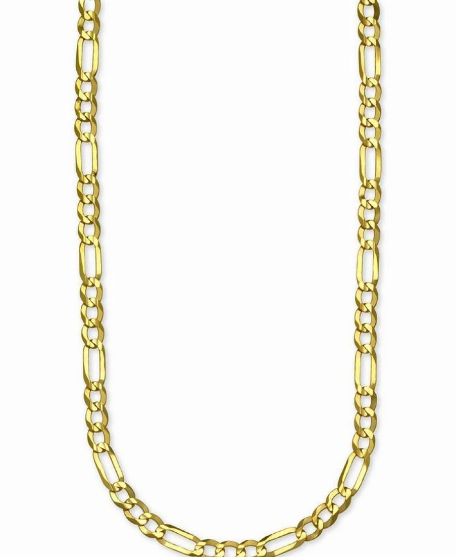 New * Italian Gold Figaro Link 18 Chain Necklace In 14K Gold Gold