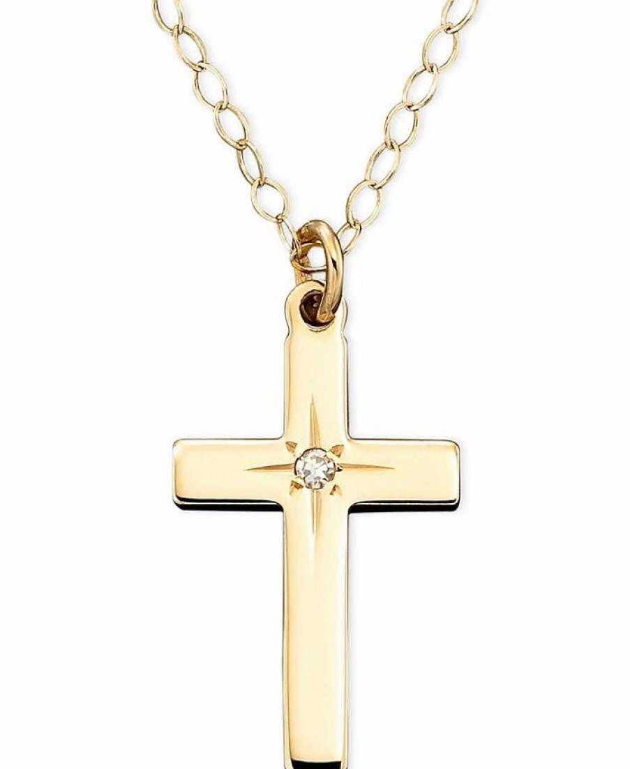 Wholesale * Macy'S Children'S 15 Diamond Accent Cross Pendant In 14K Gold No Color