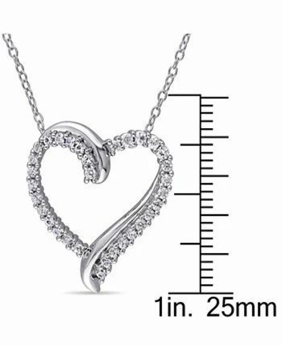 Best * Macy'S Created White Sapphire (3/4 Ct. T.W.) Sterling Silver, Heart Necklace White