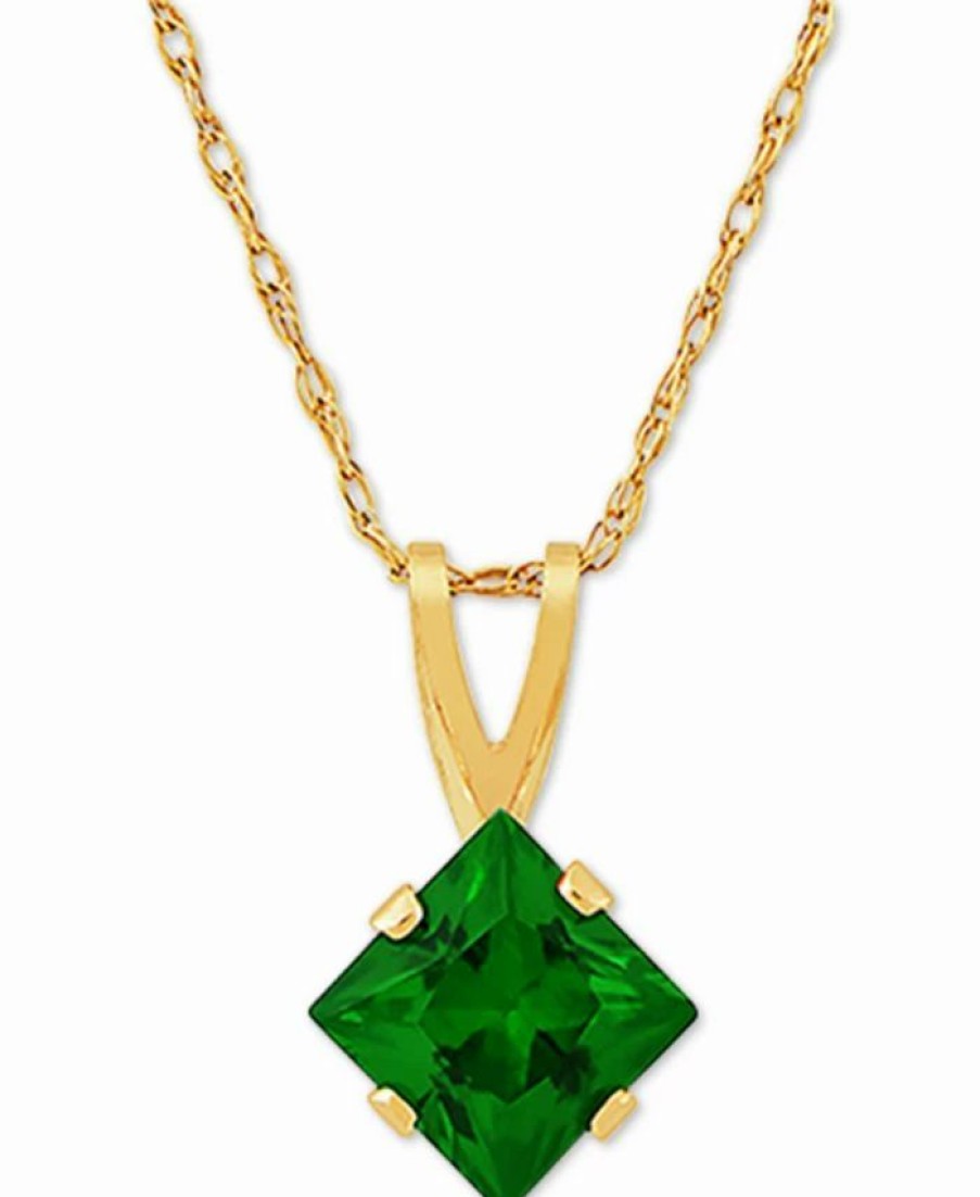 Hot * Macy'S Gemstone 18 Pendant Necklace In 14K Gold