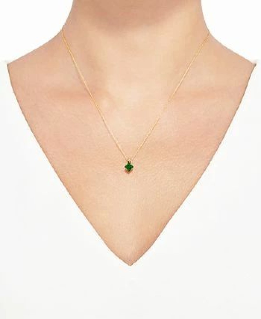 Hot * Macy'S Gemstone 18 Pendant Necklace In 14K Gold