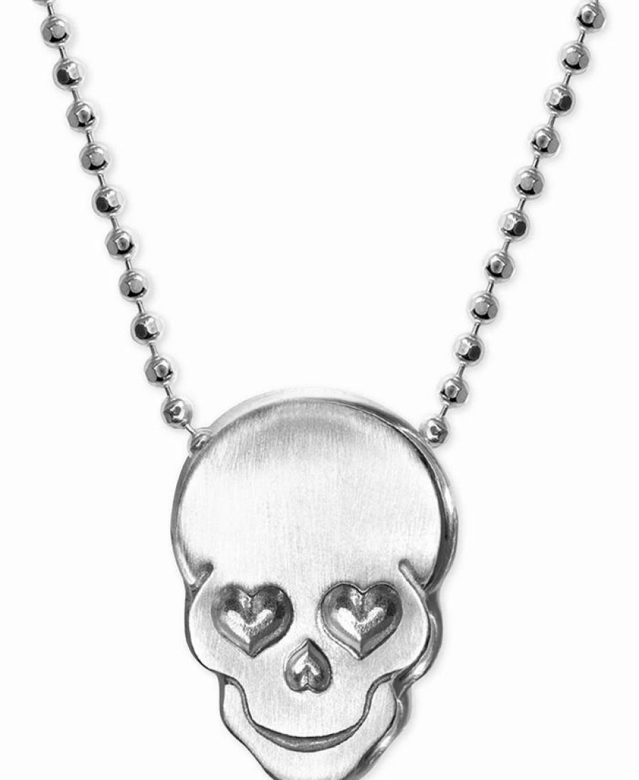 Online * Alex Woo Love Skull Beaded Pendant Necklace In Sterling Silver Silver