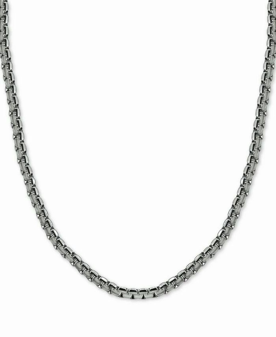 Online * Macy'S En'S Flat Box Link 24 Chain Necklace In Stainless Steel Stainless Steel