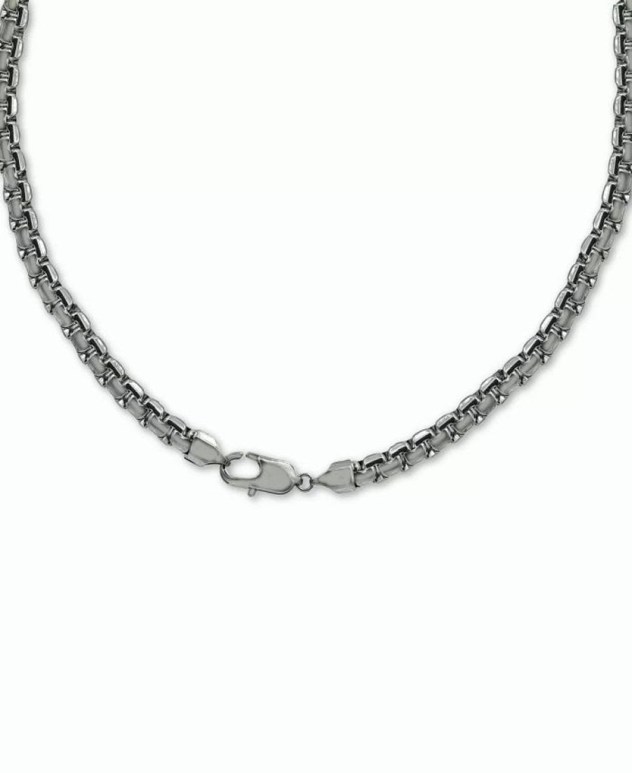 Online * Macy'S En'S Flat Box Link 24 Chain Necklace In Stainless Steel Stainless Steel