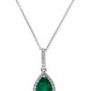 Best * Effy Collection Brasilica By Effy Emerald (9/10 Ct. T.W.) And Diamond (1/8 Ct. T.W.) Drop Pendant In 14K White Gold, Created For Macy'S No Color