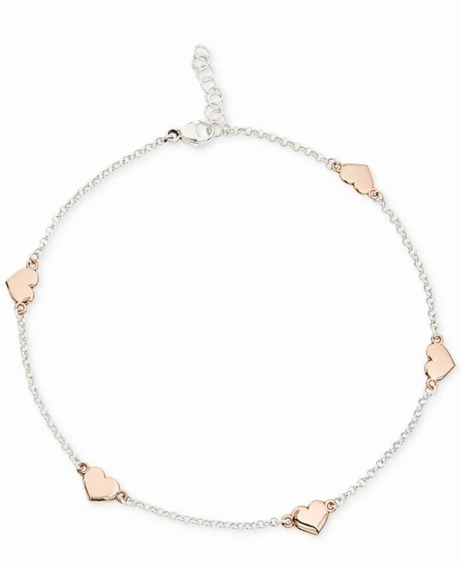 Online * Giani Bernini Two-Tone Heart Anklet In Sterling Silver And 18K Rose Gold-Plate, Created For Macy'S Two-Tone