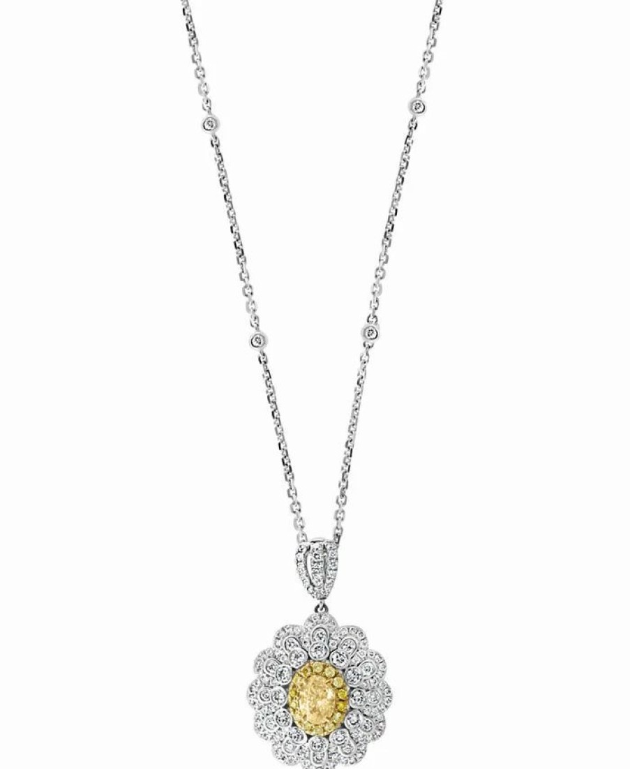 Hot * Effy Collection Yellow Diamond (7/8 Ct. T.W.) & White Diamond (1-1/6 Ct. T.W.) Pendant Necklace In 18K Two-Tone Gold White Gold