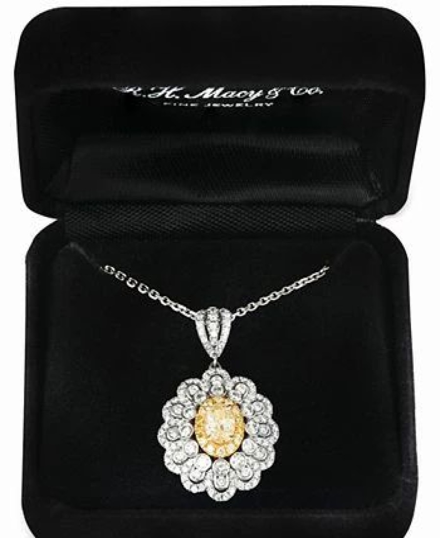 Hot * Effy Collection Yellow Diamond (7/8 Ct. T.W.) & White Diamond (1-1/6 Ct. T.W.) Pendant Necklace In 18K Two-Tone Gold White Gold