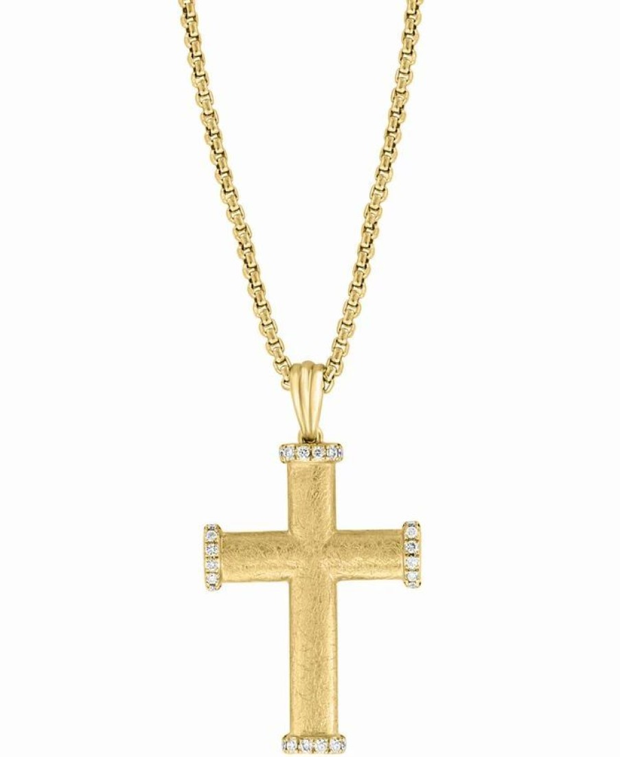 Online * Effy Collection Diamond Cross 18 Pendant Necklace (1/4 Ct. T.W.) In 14K Gold Yellow Gold