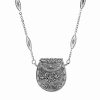 New * 2028 Filigree Purse Pouch Necklace Gray