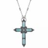 Wholesale * 2028 Silver-Tone Aqua Moonstone Aqua Crystal Cross 20 Necklace Green