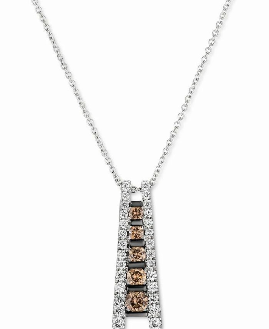 Online * Le Vian Chocolate Diamond (1/3 Ct. T.W.) & Nude Diamond (1/8 Ct. T.W.) Ladder Pendant Necklace In 14K White Gold, 18 +2 White Gold