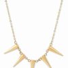 Clearance * Italian Gold Five Spike Frontal Necklace 17 In 14K Gold Yellow Gold