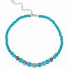 Online * 2028 Silver Tone Aqua Pink Floral Beaded Necklace 15 Adjustable Blue