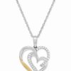 Clearance * Macy'S Diamond Heart Pendant Necklace (1/5 Ct. T.W.) In Sterling Silver And 14K Gold Two-Tone